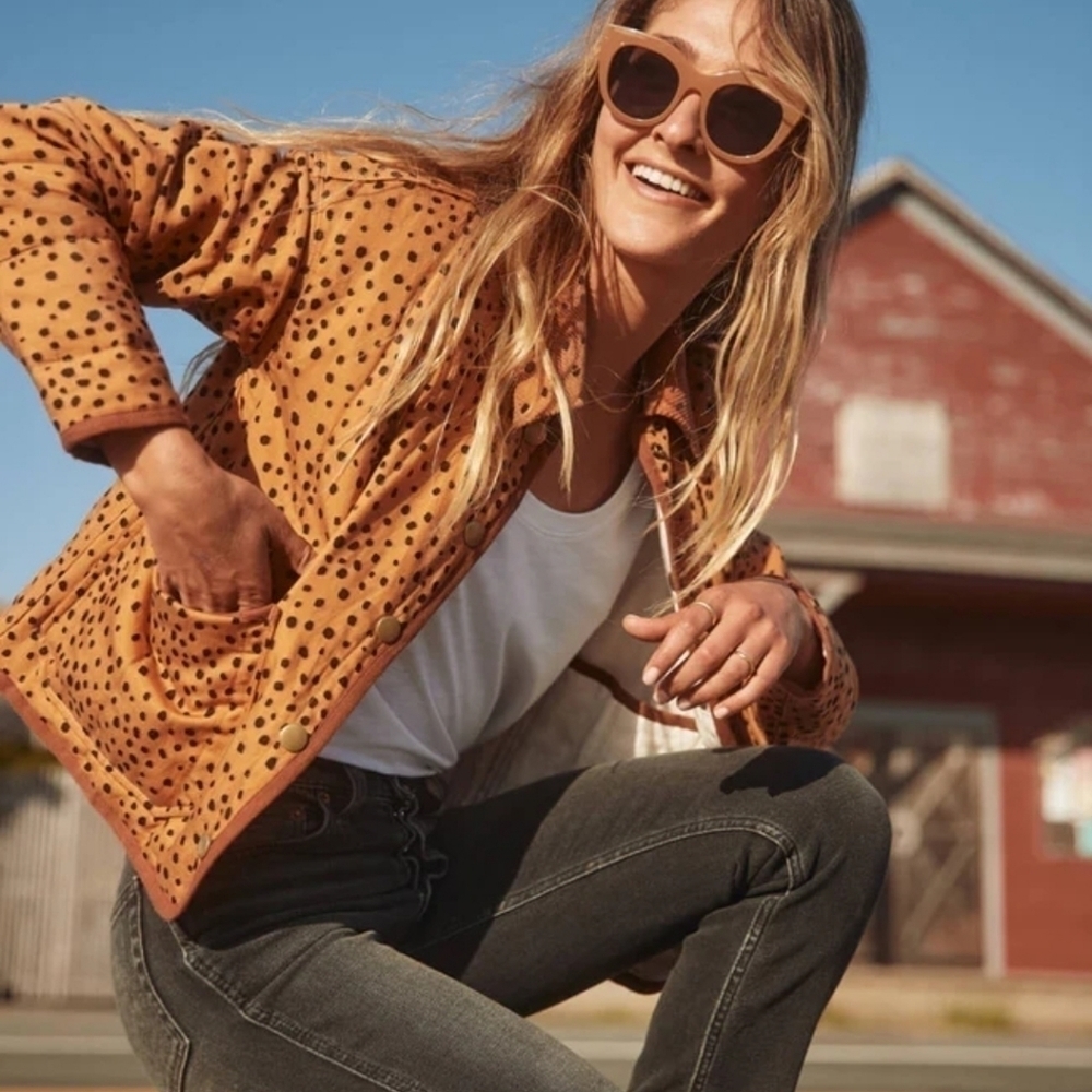 Marine Layer Johannesburg Quilted Jacket Cheetah Print Cream